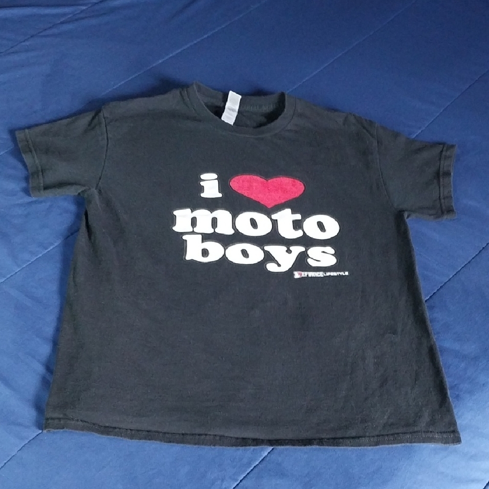 Defiance Lifestyle Medium "I Love Moto Boys" Black and Red Short Sleeve Tee